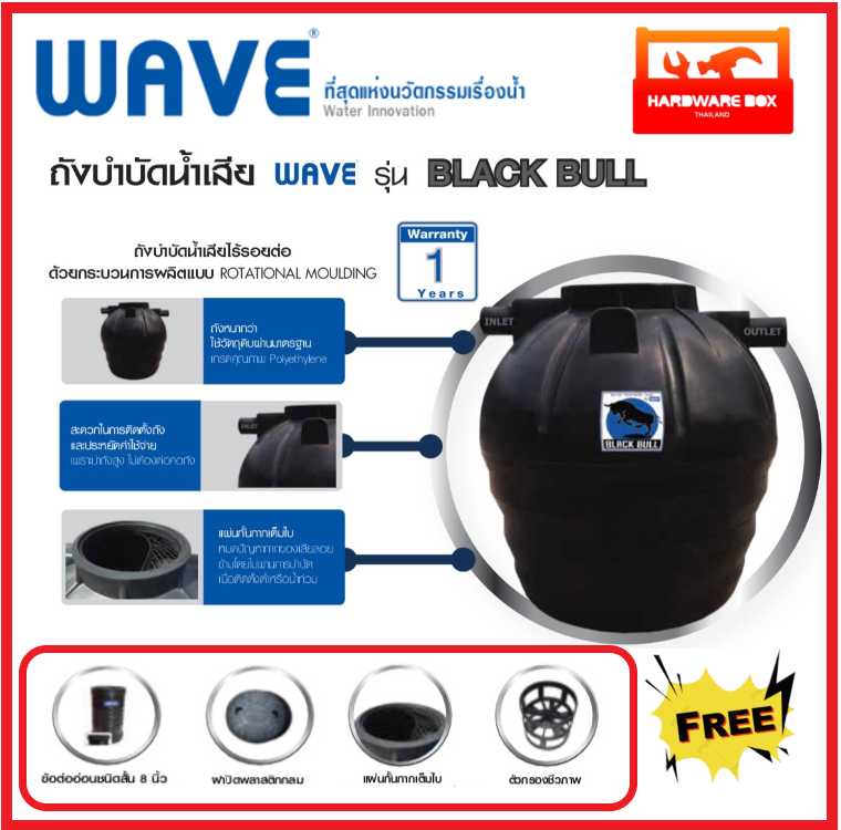 WAVE ถังบำบัดน้ำเสีย ราคาประหยัด รุ่น Black bull (BB)